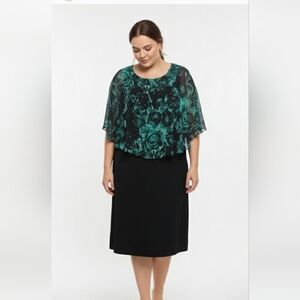 Connected Apparel Dress Black Green Floral Boho Goth 22W
